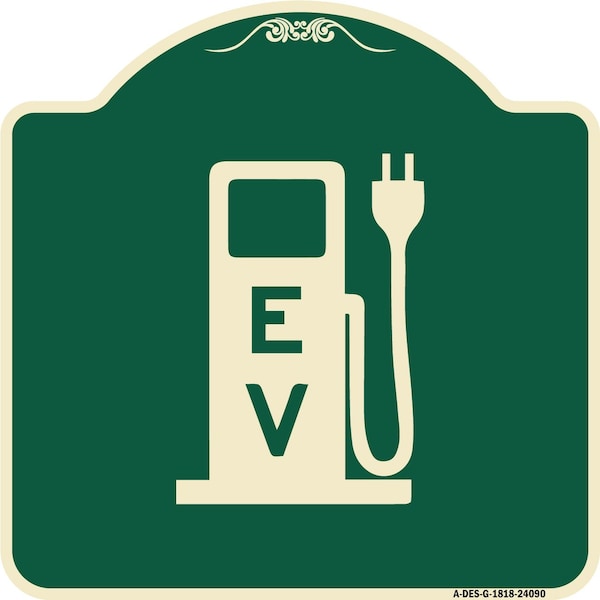 Signmission Ev Electric Vehicle Charging Station Heavy-Gauge Aluminum Sign, 18" x 18", G-1818-24090 A-DES-G-1818-24090 - main